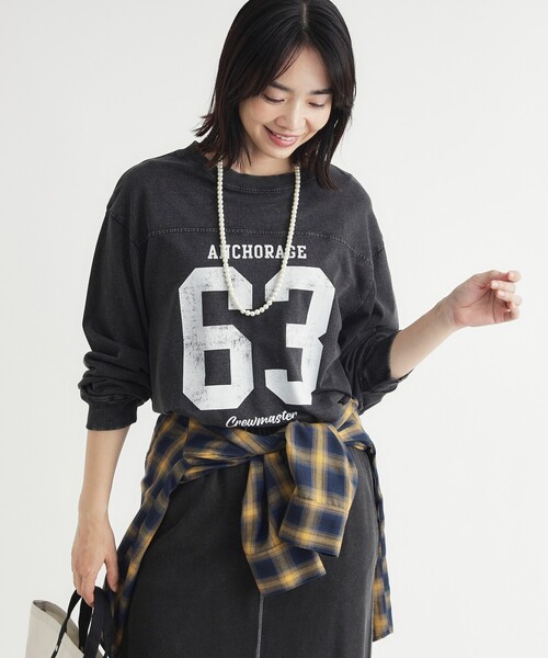 HONEYSUCKLE ROSE(ハニーサックルローズ)の「《店舗人気アイテム/体型カバー》ナンバリングTシャツ(Tシャツ/カットソー・レディース・グレー/グリーン/グレー系その他・05/04)」の4枚目の写真