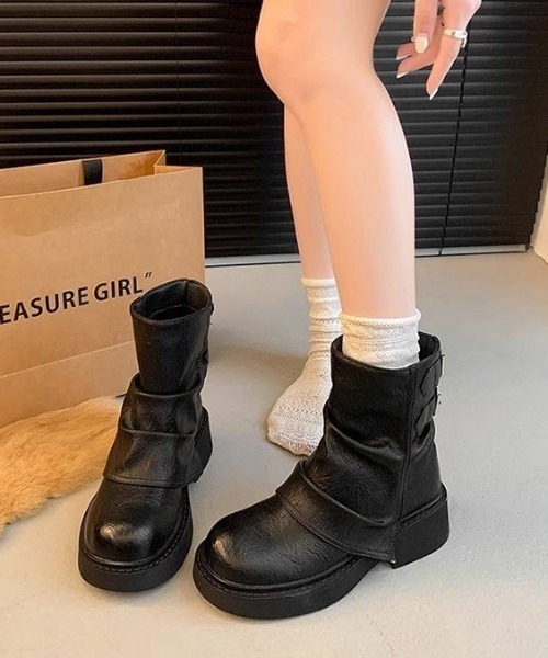 mebole(メボレ)の「back belt flat boots(ブーツ・レディース・ブラック/ブラウン・MEDIUM/SMALL/LARGE)」の3枚目の写真