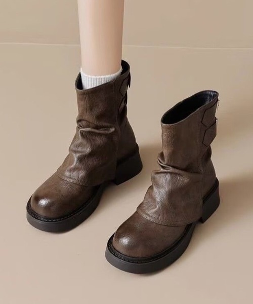 mebole(メボレ)の「back belt flat boots(ブーツ・レディース・ブラック/ブラウン・MEDIUM/SMALL/LARGE)」の5枚目の写真