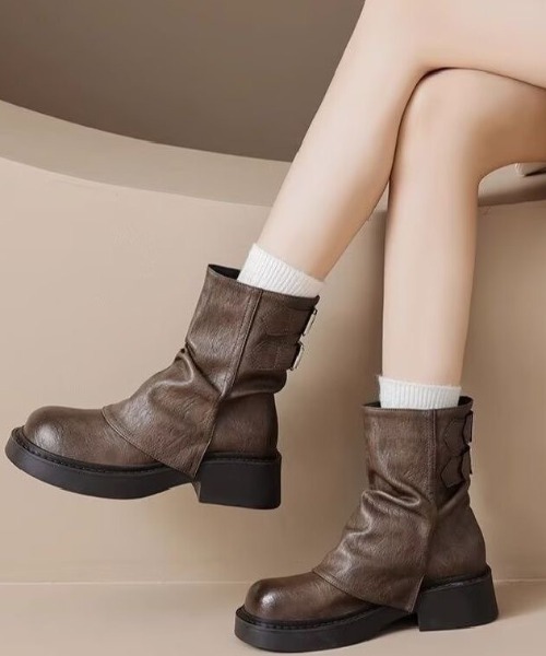 mebole(メボレ)の「back belt flat boots(ブーツ・レディース・ブラック/ブラウン・MEDIUM/SMALL/LARGE)」の6枚目の写真