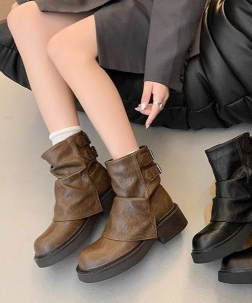 mebole(メボレ)の「back belt flat boots(ブーツ・レディース・ブラック/ブラウン・MEDIUM/SMALL/LARGE)」の8枚目の写真