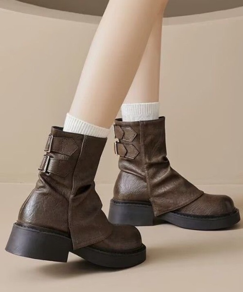 mebole(メボレ)の「back belt flat boots(ブーツ・レディース・ブラック/ブラウン・MEDIUM/SMALL/LARGE)」の10枚目の写真