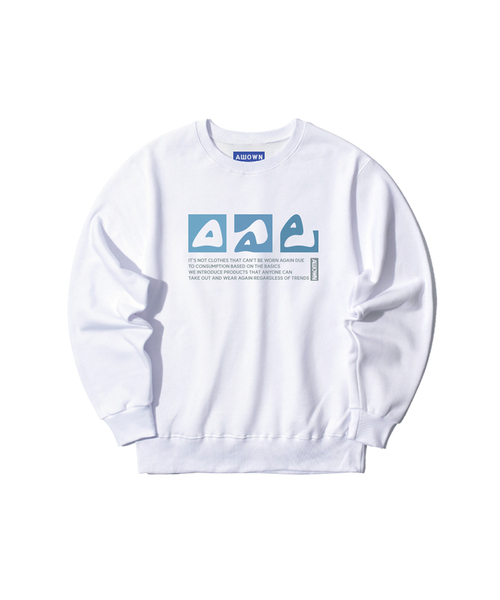 ALLIOWN（オールイオン）の「A/L DOODLE オーバーサイズ 裏起毛 スウェット (GOM4-6AL031)（スウェット・メンズ・ブラック/ホワイト/ネイビー/ライトグレー/チャコールグレー/アイボリー・MEDIUM/LARGE/X-LARGE）」の2枚目の写真