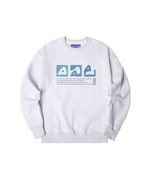 ALLIOWN（オールイオン）の「A/L DOODLE オーバーサイズ 裏起毛 スウェット (GOM4-6AL031)（スウェット・メンズ・ブラック/ホワイト/ネイビー/ライトグレー/チャコールグレー/アイボリー・MEDIUM/LARGE/X-LARGE）」の5枚目の写真