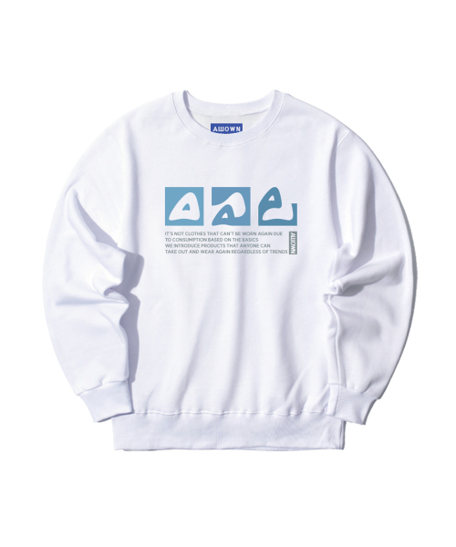 ALLIOWN（オールイオン）の「A/L DOODLE オーバーサイズ 裏起毛 スウェット (GOM4-6AL031)（スウェット・メンズ・ブラック/ホワイト/ネイビー/ライトグレー/チャコールグレー/アイボリー・MEDIUM/LARGE/X-LARGE）」の8枚目の写真