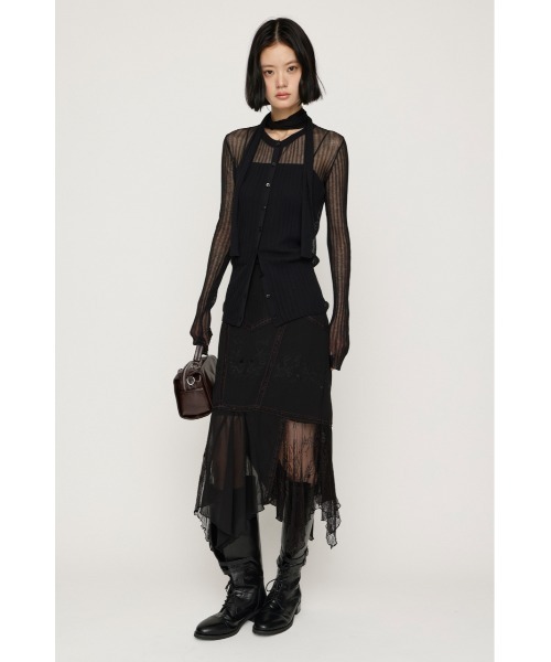 SLY(スライ)の「LACE DOCKED SHEER HEM SK レースドックトシアーヘムスカート 秋服(スカート・レディース・ブラック/ベージュ・1/2)」の4枚目の写真