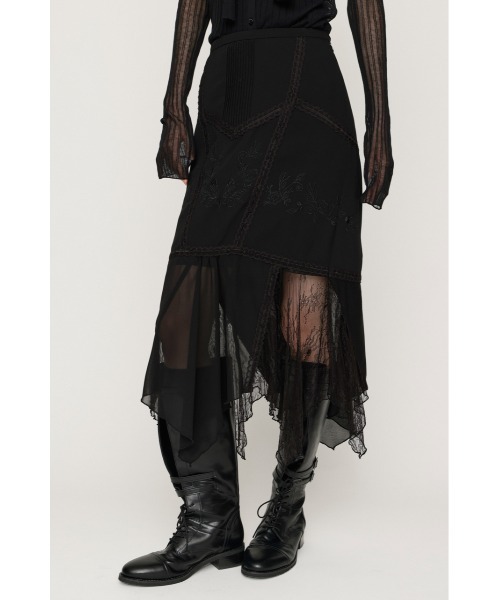 SLY(スライ)の「LACE DOCKED SHEER HEM SK レースドックトシアーヘムスカート 秋服(スカート・レディース・ブラック/ベージュ・1/2)」の7枚目の写真