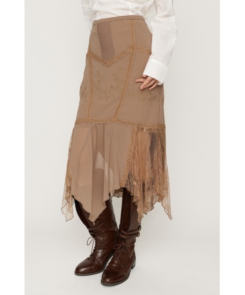 SLY(スライ)の「LACE DOCKED SHEER HEM SK レースドックトシアーヘムスカート 秋服(スカート・レディース・ブラック/ベージュ・1/2)」の14枚目の写真