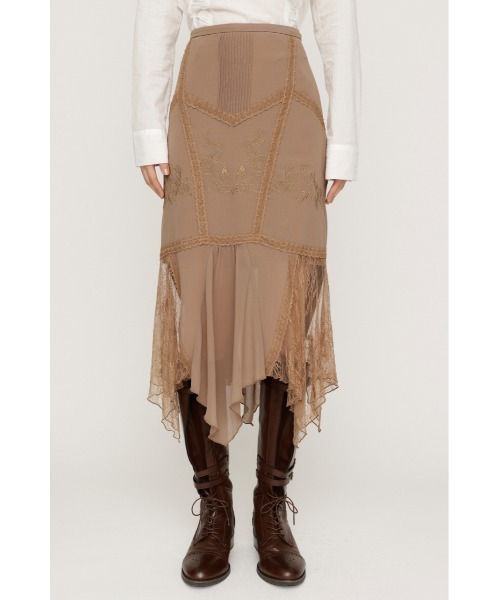 SLY(スライ)の「LACE DOCKED SHEER HEM SK レースドックトシアーヘムスカート 秋服(スカート・レディース・ブラック/ベージュ・1/2)」の16枚目の写真