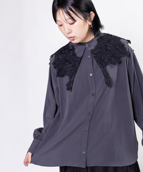 OSMOSIS(オズモーシス)の「3WAYレースカラーブラウス(シャツ/ブラウス・レディース・ブラック/グレー/ホワイト・ONE SIZE)」の3枚目の写真