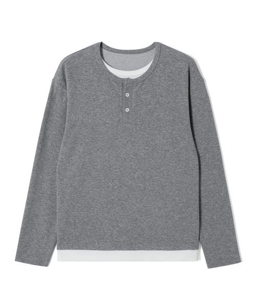 ADHOC(アドホック)の「メンズ ダブルヘンリーネック Tシャツ (GREY) (HC8LT06)(Tシャツ/カットソー・メンズ・その他・105)」の1枚目の写真