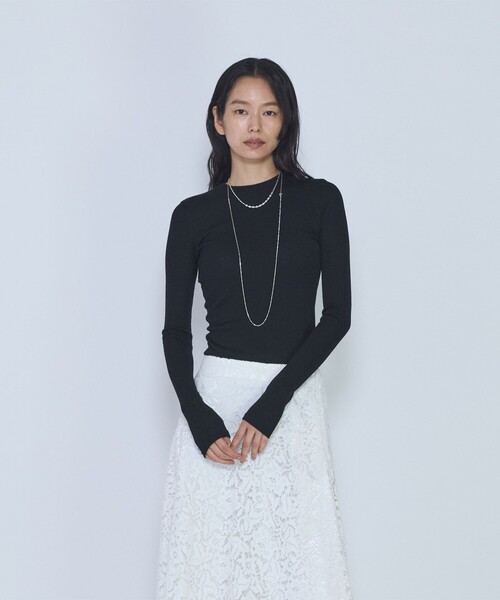 1er Arrondissement(プルミエアロンディスモン)の「ウールチューブラークルーネックトップス(Tシャツ/カットソー・レディース・ブラウン/オフホワイト/ブラック・FREE)」の2枚目の写真