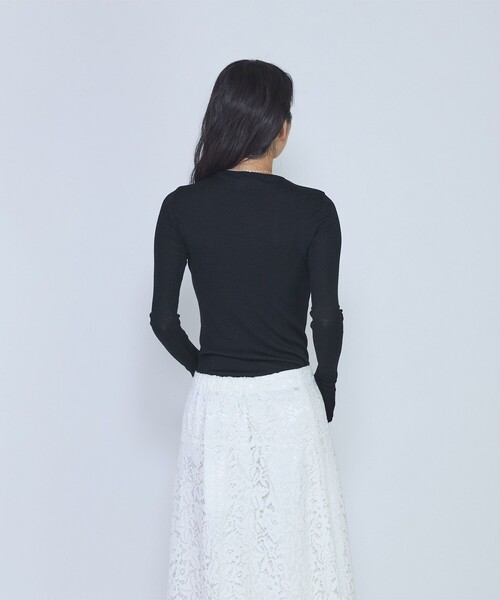 1er Arrondissement(プルミエアロンディスモン)の「ウールチューブラークルーネックトップス(Tシャツ/カットソー・レディース・ブラウン/オフホワイト/ブラック・FREE)」の5枚目の写真