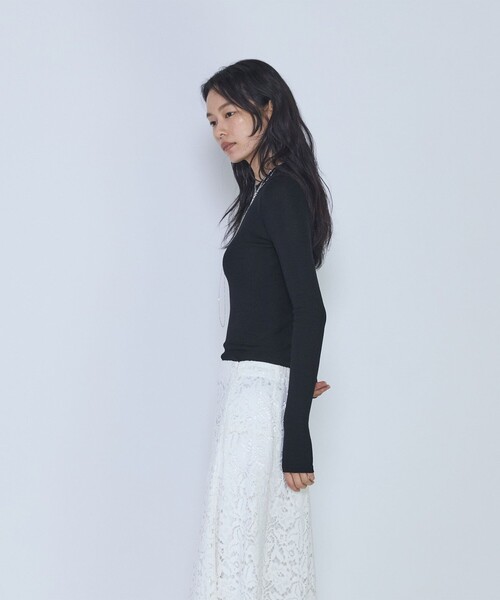 1er Arrondissement(プルミエアロンディスモン)の「ウールチューブラークルーネックトップス(Tシャツ/カットソー・レディース・ブラウン/オフホワイト/ブラック・FREE)」の6枚目の写真