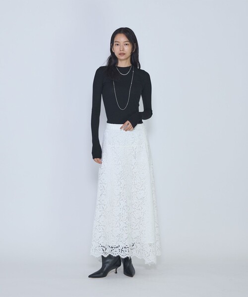 1er Arrondissement(プルミエアロンディスモン)の「ウールチューブラークルーネックトップス(Tシャツ/カットソー・レディース・ブラウン/オフホワイト/ブラック・FREE)」の7枚目の写真