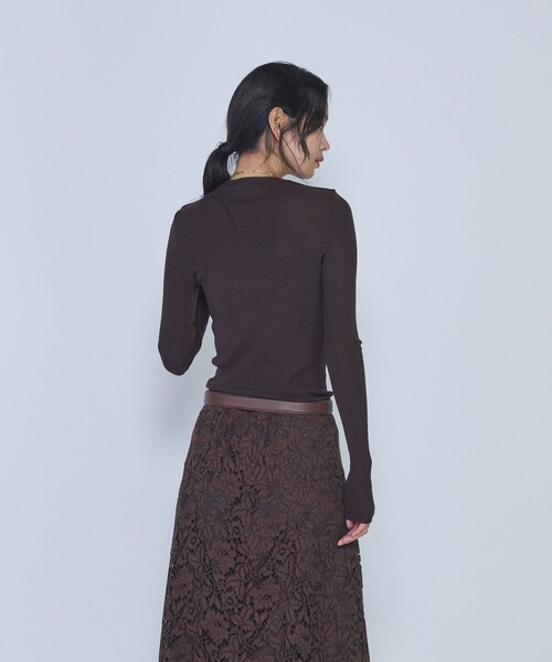1er Arrondissement(プルミエアロンディスモン)の「ウールチューブラークルーネックトップス(Tシャツ/カットソー・レディース・ブラウン/オフホワイト/ブラック・FREE)」の19枚目の写真