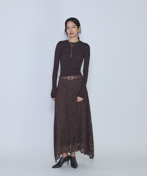 1er Arrondissement(プルミエアロンディスモン)の「ウールチューブラークルーネックトップス(Tシャツ/カットソー・レディース・ブラウン/オフホワイト/ブラック・FREE)」の20枚目の写真