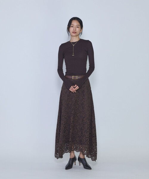 1er Arrondissement(プルミエアロンディスモン)の「ウールチューブラークルーネックトップス(Tシャツ/カットソー・レディース・ブラウン/オフホワイト/ブラック・FREE)」の21枚目の写真