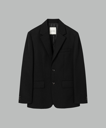 ウールブレンドキャンバス ルーズフィットジャケット_BLACK