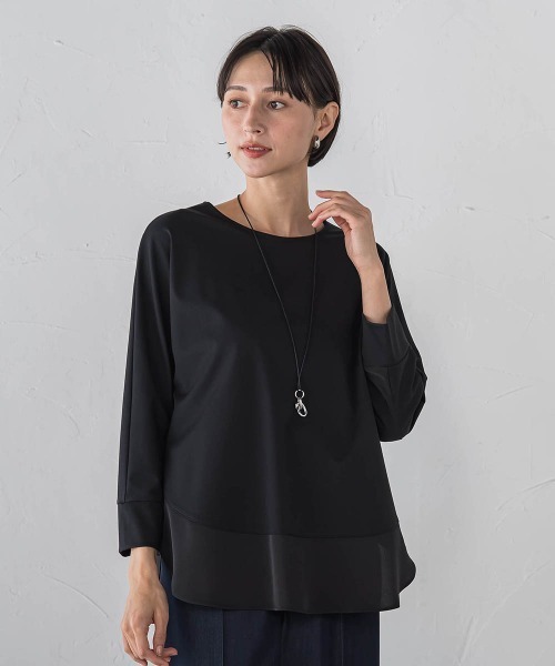 la.f…(ラエフ)の「サテン切り替えプルオーバー(Tシャツ/カットソー・レディース・ホワイト/ブラック・9号)」の2枚目の写真