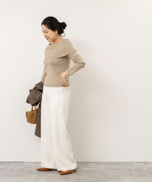 NOLLEY’S Sophi(ノーリーズソフィ)の「ウォッシャブル裏微起毛ワイドパンツ(その他パンツ・レディース・カーキ/オフホワイト/ネイビー・36/38/34)」の8枚目の写真