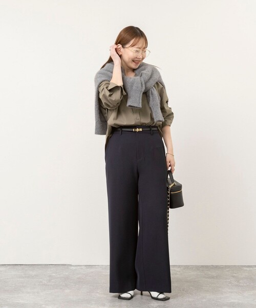 NOLLEY’S Sophi(ノーリーズソフィ)の「ウォッシャブル裏微起毛ワイドパンツ(その他パンツ・レディース・カーキ/オフホワイト/ネイビー・36/38/34)」の16枚目の写真