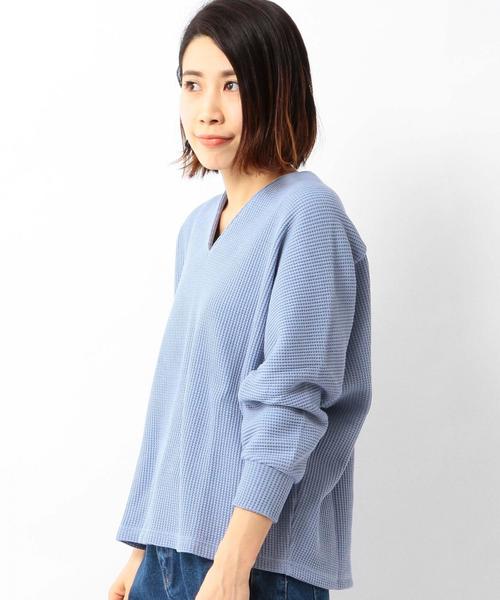 Another Edition（アナザーエディション）の「Vネック変形ワッフルプルオーバー2/AEBC V/Nヘンケイ ワッフルPOⅡ◆（Tシャツ/カットソー・レディース・ターコイズブルー/オフホワイト/レッド・FREE）」の3枚目の写真