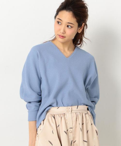 Another Edition（アナザーエディション）の「Vネック変形ワッフルプルオーバー2/AEBC V/Nヘンケイ ワッフルPOⅡ◆（Tシャツ/カットソー・レディース・ターコイズブルー/オフホワイト/レッド・FREE）」の4枚目の写真