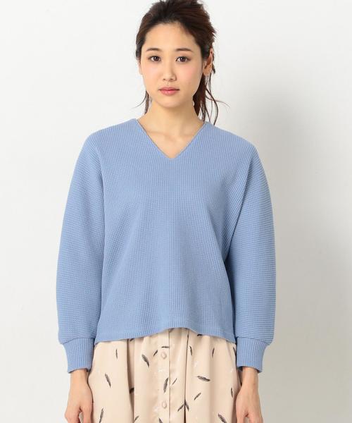 Another Edition（アナザーエディション）の「Vネック変形ワッフルプルオーバー2/AEBC V/Nヘンケイ ワッフルPOⅡ◆（Tシャツ/カットソー・レディース・ターコイズブルー/オフホワイト/レッド・FREE）」の6枚目の写真