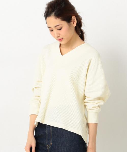 Another Edition（アナザーエディション）の「Vネック変形ワッフルプルオーバー2/AEBC V/Nヘンケイ ワッフルPOⅡ◆（Tシャツ/カットソー・レディース・ターコイズブルー/オフホワイト/レッド・FREE）」の18枚目の写真