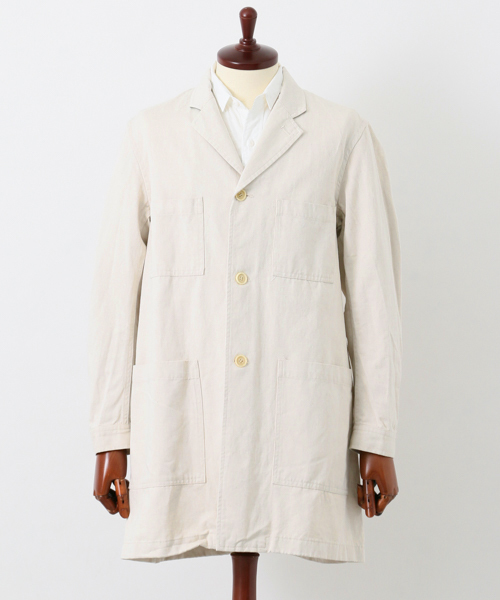FREEMANS SPORTING CLUB（フリーマンズ スポーティング クラブ）の「FREEMANS SPORTING CLUB JP　C/L KATSURAGI SHOP COAT（その他アウター・メンズ・ベージュ/ネイビー/オフホワイト・3/2）」の2枚目の写真