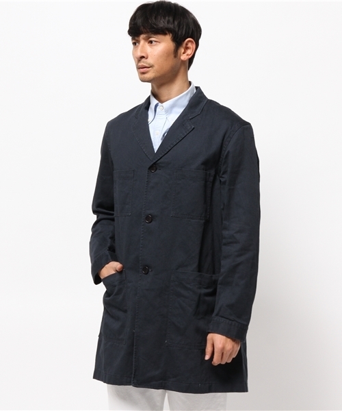 FREEMANS SPORTING CLUB（フリーマンズ スポーティング クラブ）の「FREEMANS SPORTING CLUB JP　C/L KATSURAGI SHOP COAT（その他アウター・メンズ・ベージュ/ネイビー/オフホワイト・3/2）」の4枚目の写真