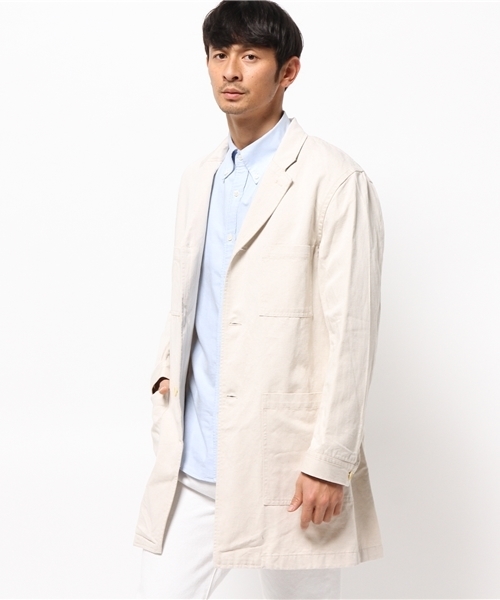 FREEMANS SPORTING CLUB（フリーマンズ スポーティング クラブ）の「FREEMANS SPORTING CLUB JP　C/L KATSURAGI SHOP COAT（その他アウター・メンズ・ベージュ/ネイビー/オフホワイト・3/2）」の11枚目の写真
