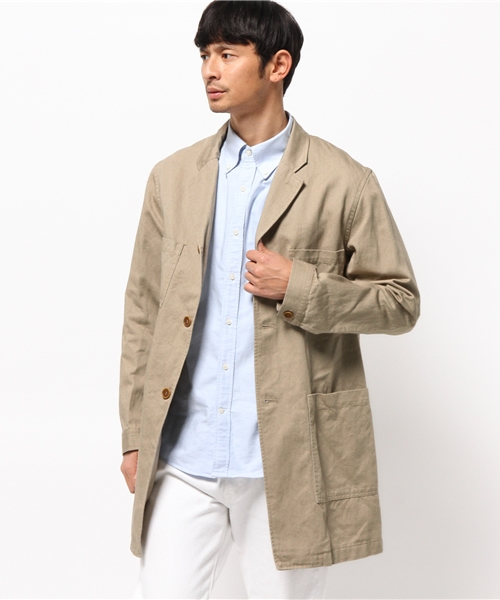 FREEMANS SPORTING CLUB（フリーマンズ スポーティング クラブ）の「FREEMANS SPORTING CLUB JP　C/L KATSURAGI SHOP COAT（その他アウター・メンズ・ベージュ/ネイビー/オフホワイト・3/2）」の12枚目の写真