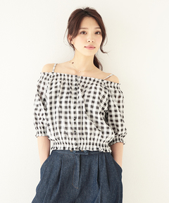 NARACAMICIE シフォンキカ柄ノーカラーチュニックブラウス S NARACAMICIE シャツ ブラウス シフォンキカ柄ノーカラー