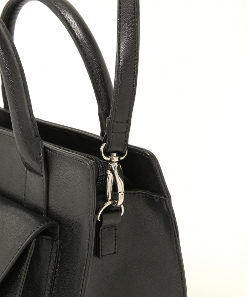 LEPSIM(レプシィム)の「スクエアポケットミニトートバッグ 734876(トートバッグ・レディース・ホワイト×ブラック/ブラック/ダークブラウン・ONE SIZE)」の4枚目の写真