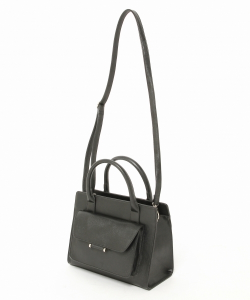 LEPSIM(レプシィム)の「スクエアポケットミニトートバッグ 734876(トートバッグ・レディース・ホワイト×ブラック/ブラック/ダークブラウン・ONE SIZE)」の5枚目の写真