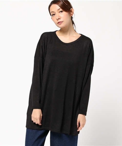 Pierrot（ピエロ）の「ビッグシルエット ニットソートップス（ニット/セーター・レディース・杢グレー/オフホワイト/ホワイト×ブラック/ブラック/カーキ/ブルー系その他/ベージュ/ネイビー/ピンク・M/L）」の4枚目の写真