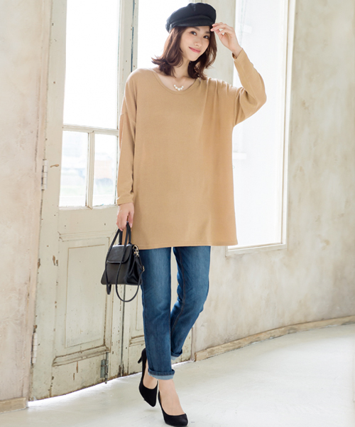 Pierrot（ピエロ）の「ビッグシルエット ニットソートップス（ニット/セーター・レディース・杢グレー/オフホワイト/ホワイト×ブラック/ブラック/カーキ/ブルー系その他/ベージュ/ネイビー/ピンク・M/L）」の13枚目の写真