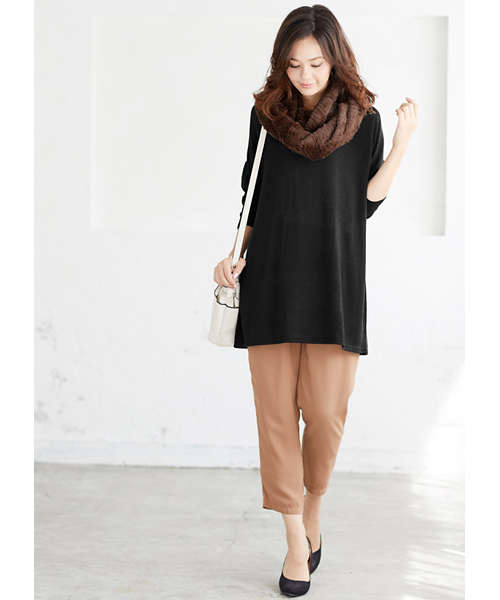 Pierrot（ピエロ）の「ビッグシルエット ニットソートップス（ニット/セーター・レディース・杢グレー/オフホワイト/ホワイト×ブラック/ブラック/カーキ/ブルー系その他/ベージュ/ネイビー/ピンク・M/L）」の16枚目の写真