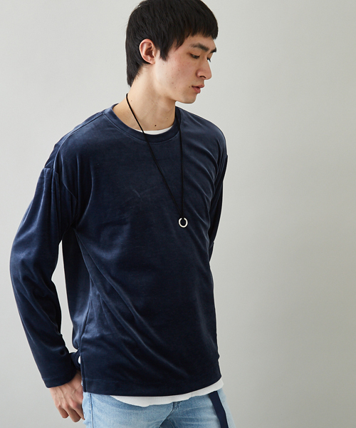 STUDIOUS（ステュディオス）の「トリアセテートベロアプルオーバー（スウェット・メンズ・グレー/ブルー・1/2/3）」の2枚目の写真