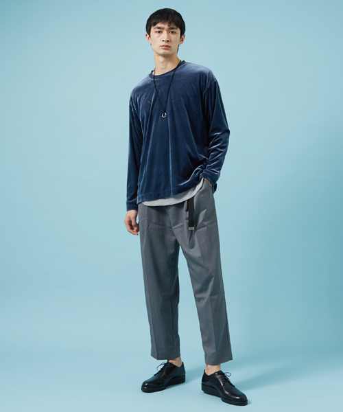 STUDIOUS（ステュディオス）の「トリアセテートベロアプルオーバー（スウェット・メンズ・グレー/ブルー・1/2/3）」の4枚目の写真