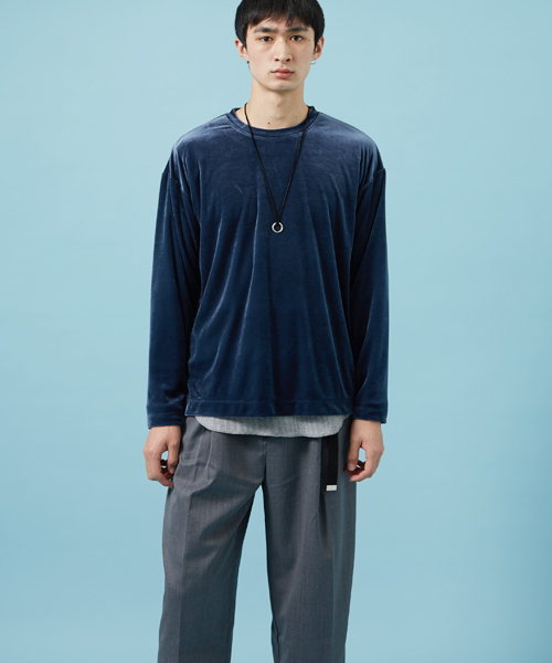 STUDIOUS（ステュディオス）の「トリアセテートベロアプルオーバー（スウェット・メンズ・グレー/ブルー・1/2/3）」の6枚目の写真
