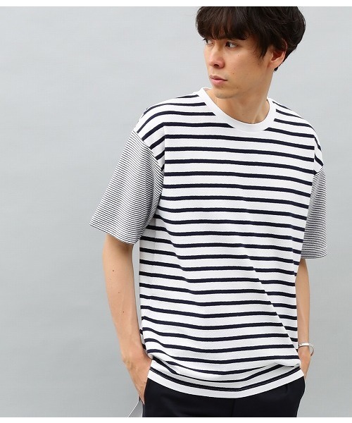 ADAM ET ROPE'（アダムエロペ）の「梨地ボーダーTシャツ（Tシャツ/カットソー・メンズ・ブルー系その他4/ブルー系その他5・L/M）」の2枚目の写真