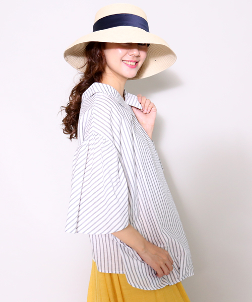 MARLENE JOBERT（マルレーヌ　ジョベル）の「2wayストライプブラウス（シャツ/ブラウス・レディース・ブルー/グレー・L/M）」の10枚目の写真