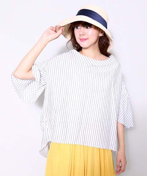 MARLENE JOBERT（マルレーヌ　ジョベル）の「2wayストライプブラウス（シャツ/ブラウス・レディース・ブルー/グレー・L/M）」の16枚目の写真