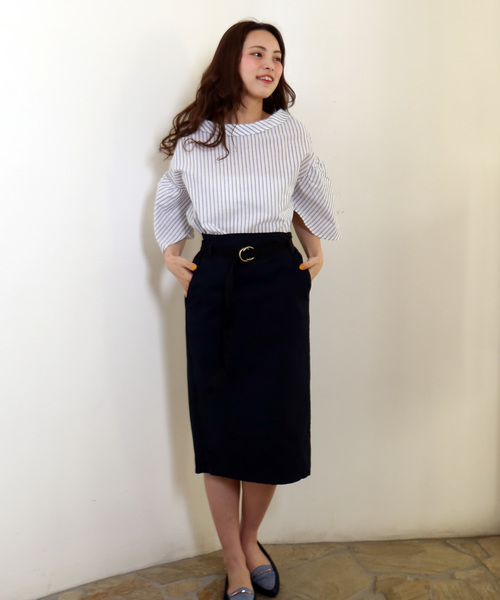 MARLENE JOBERT（マルレーヌ　ジョベル）の「2wayストライプブラウス（シャツ/ブラウス・レディース・ブルー/グレー・L/M）」の20枚目の写真