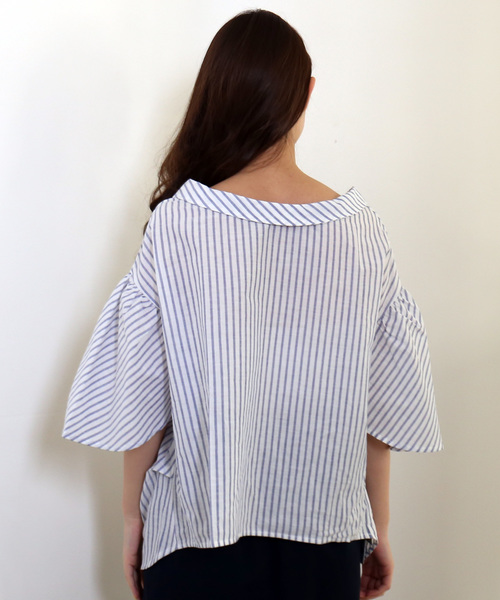 MARLENE JOBERT（マルレーヌ　ジョベル）の「2wayストライプブラウス（シャツ/ブラウス・レディース・ブルー/グレー・L/M）」の18枚目の写真