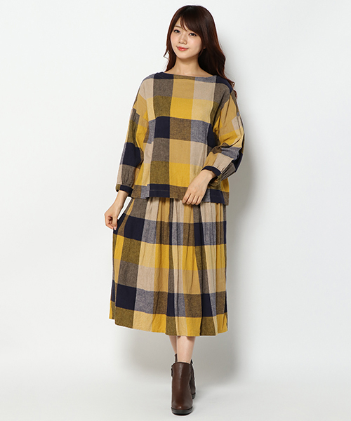 LBC（エルビーシー）の「コットンリネン起毛ブロックチェックブラウス（シャツ/ブラウス・レディース・イエロー/ブラック/レッド・MEDIUM/LARGE）」の6枚目の写真