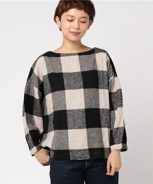 LBC（エルビーシー）の「コットンリネン起毛ブロックチェックブラウス（シャツ/ブラウス・レディース・イエロー/ブラック/レッド・MEDIUM/LARGE）」の2枚目の写真